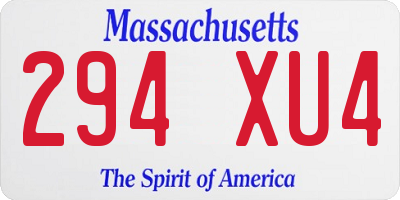 MA license plate 294XU4