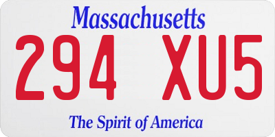 MA license plate 294XU5