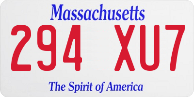 MA license plate 294XU7