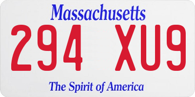 MA license plate 294XU9