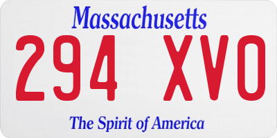 MA license plate 294XV0
