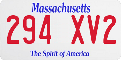 MA license plate 294XV2