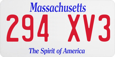 MA license plate 294XV3