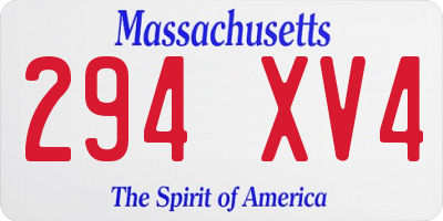 MA license plate 294XV4