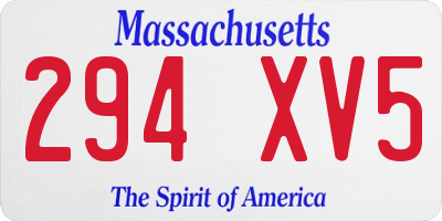 MA license plate 294XV5