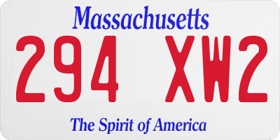MA license plate 294XW2