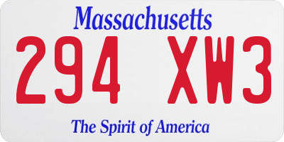 MA license plate 294XW3