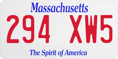MA license plate 294XW5