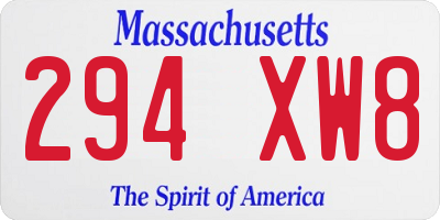 MA license plate 294XW8