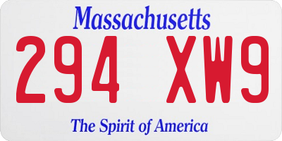 MA license plate 294XW9