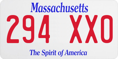 MA license plate 294XX0