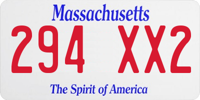 MA license plate 294XX2