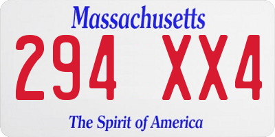 MA license plate 294XX4