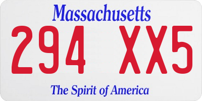MA license plate 294XX5