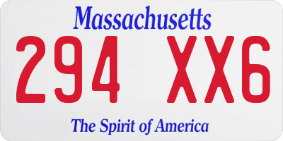 MA license plate 294XX6