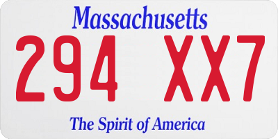 MA license plate 294XX7