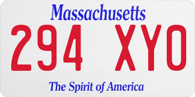 MA license plate 294XY0