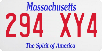 MA license plate 294XY4