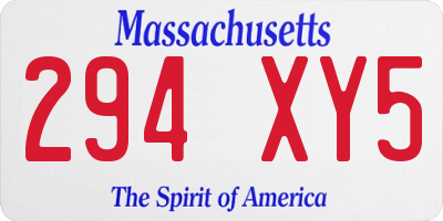 MA license plate 294XY5