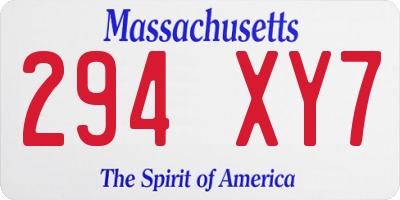 MA license plate 294XY7