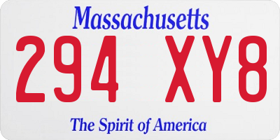 MA license plate 294XY8