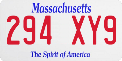 MA license plate 294XY9