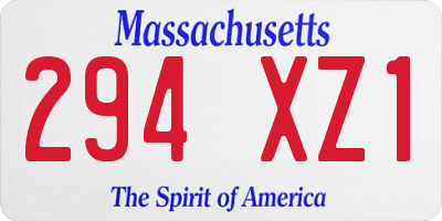 MA license plate 294XZ1