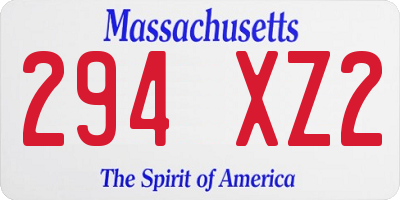 MA license plate 294XZ2