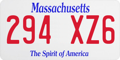 MA license plate 294XZ6
