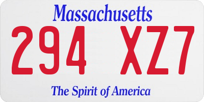 MA license plate 294XZ7