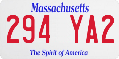 MA license plate 294YA2