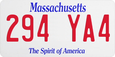 MA license plate 294YA4