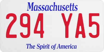 MA license plate 294YA5