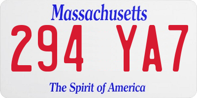 MA license plate 294YA7