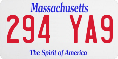 MA license plate 294YA9