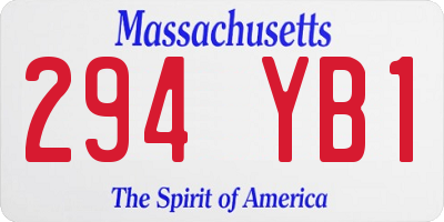 MA license plate 294YB1