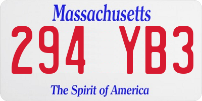 MA license plate 294YB3