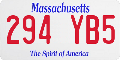 MA license plate 294YB5