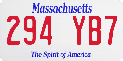 MA license plate 294YB7