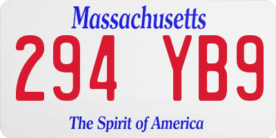 MA license plate 294YB9