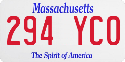 MA license plate 294YC0