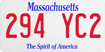 MA license plate 294YC2