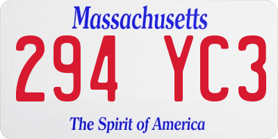MA license plate 294YC3