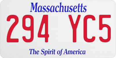 MA license plate 294YC5