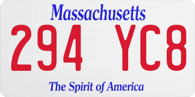 MA license plate 294YC8