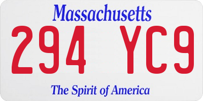 MA license plate 294YC9