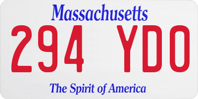 MA license plate 294YD0