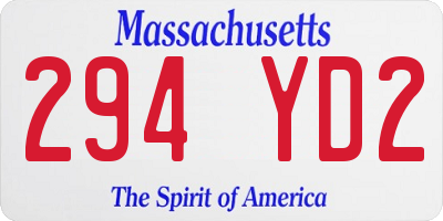 MA license plate 294YD2