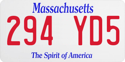 MA license plate 294YD5