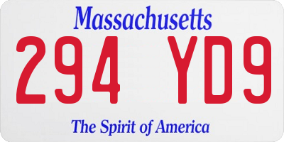 MA license plate 294YD9